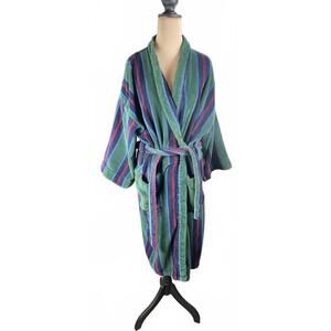 Vintage 90s Puritan Special Edition Terrycloth Striped Bathrobe with Belt